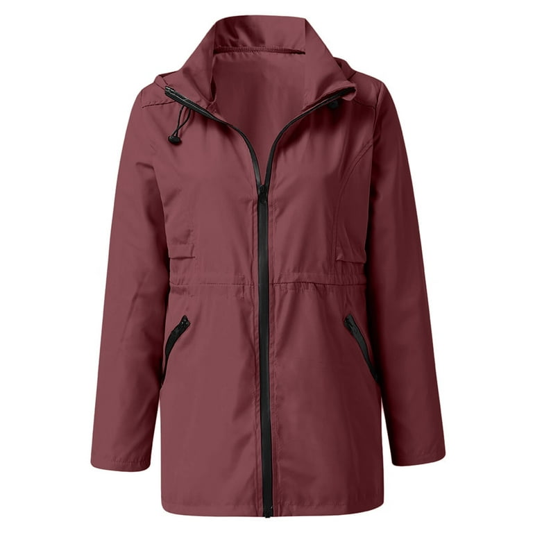 Anoraks for Women Women Long Raincoat With Hood Outdoor