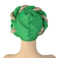 thumbnail image 4 of Clearance! Fdelink Turban Hat Winter Hats Fashion Women Beading Braid Hat Muslim Ruffle Cancer Beanie Wrap Cap Sleep Caps Satin Lined Hair Bonnets Green, 4 of 5