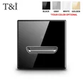 thumbnail image 1 of 86x86mm Tempered Glass Switch Socket EU Wall Sockets Push Button High Quality Wall Switch 1-4 Gang Auto Reset Switch, 1 of 5