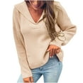 thumbnail image 2 of AOOCHASLIY 2023 Womens Sweater Women Casual Soild Long Sleeve Knit Pullover V-neck Sweater, 2 of 5