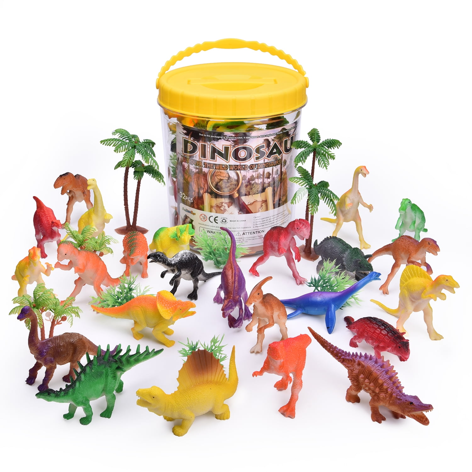 32Pack Kids Assorted Mini Dinosaur Figure Toy Play Set, Educational