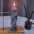 thumbnail image 2 of WIURAY Vela de calavera de Halloween negra Vela triple de Halloween Velas de Halloween Vela de figura de 3 cabezas No escuches el mal No hables el mal Estatua de esqueleto gótico Vela de cera de soja, 2 of 4