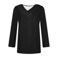 thumbnail image 4 of LEAVINGSUO Long Sleeve T-Shirt Women's Fashion Solid Loose T-Shirt Long Sleeves Blouse V-Neck Casual Tops, 4 of 5