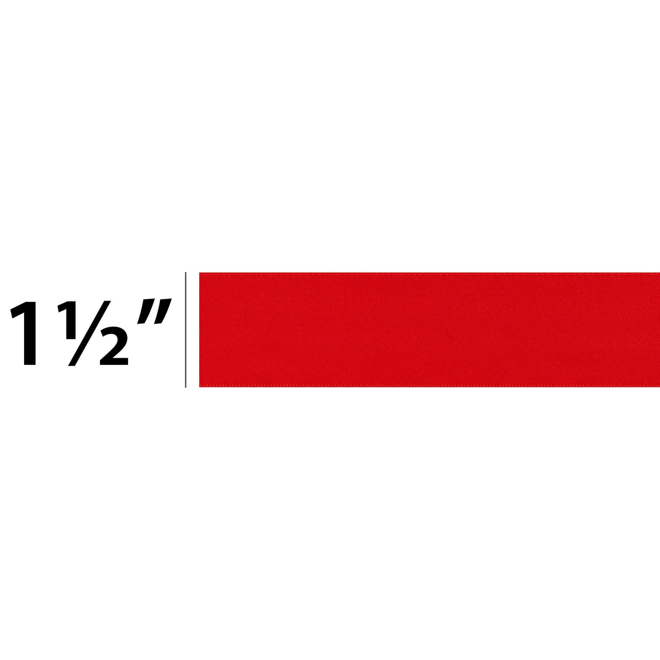 Offray Ribbon, Red 1 1/2 inch Double Face Satin Polyester Ribbon, 12 feet