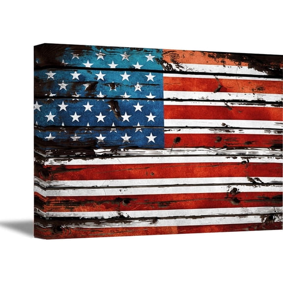 Awkward Styles USA Flag Canvas Art Retro Rustic Style Art American Flag Wall Art USA Wall Decoration American Canvas Wall Art