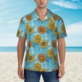 thumbnail image 2 of Fotbe Sunflowers Hawaiian Shirt for Men Unisex Summer Beach Casual Short Sleeve Cotton Linen Button Down Shirts-Small, 2 of 5