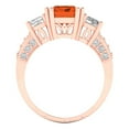 thumbnail image 4 of 4.27 ct Emerald Cut Simulated Ruby 3 Stone 14K Rose Gold Womens Engagement Ring, 4 of 5