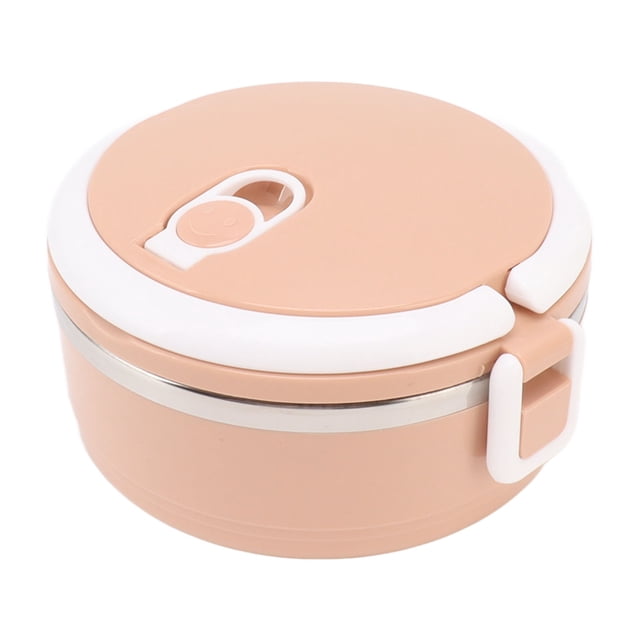Destinatero para comida caliente, lonchera con aislamiento redondo de acero inoxidable, caja plano para comida caliente con orificios transportables y ergonómico para picnic