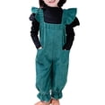 thumbnail image 2 of XinLfly Toddler Little Girl Clothes Outfit Casual Solid Color with Pocket Corduroy Overalls Long Sleeve Pullover Tops Set,Green,12M, 2 of 6