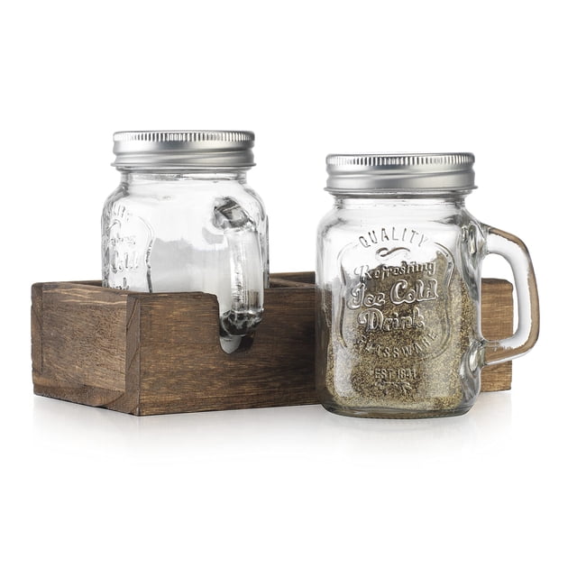 Salero y pimentero MosJos Mason Jar, tarro vintage de vidrio, 150 ml