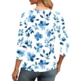 thumbnail image 6 of Tunic Blouse for Women V Neck 3/4 Sleeve Dressy Elegant Large Floral Graphic Print Lightweight Silky Feel Summer Fall Fashion Tops, 6 of 6