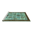 thumbnail image 2 of Ahgly Company Machine Washable Indoor Round Abstract Turquoise Blue Modern Area Rugs, 6' Round, 2 of 4