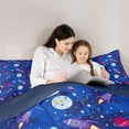 thumbnail image 4 of Homewish Purple Rocket 7-Piece Twin Bedding Sets For Preppy Children Kids,Universe Galaxy Bedding Comforter Set,Cosmos Planet Breathable Sheet Sets,Breathable Home Decor,Reversible, 4 of 8