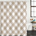 thumbnail image 3 of Minimalistic Checkered Beige Rural Style, Waterproof Fabric Shower Curtain, Waterproof Fabric Shower Curtain for Bathroom Curtains Bathtubs Hotel Washable Shower Curtains with 12 Hooks Small 36x72in, 3 of 8