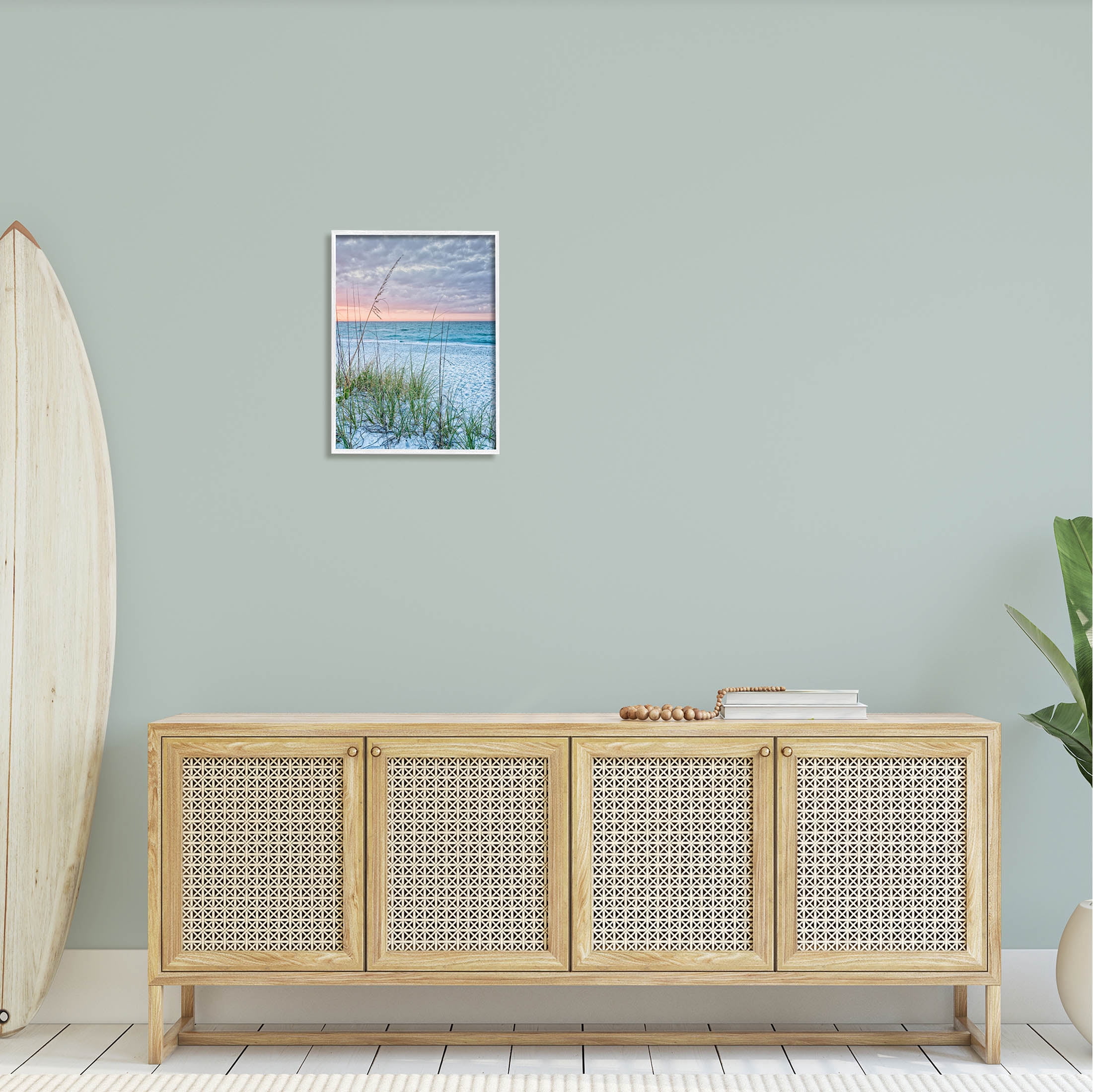 Stupell Industries Coastal Sea Grass Sprigs Beach Shore Photograph White Framed Art Print Wall Art, Design by Mary Lou Photography