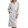 thumbnail image 5 of Mifsaly Bathrobes for Women Lightweight Spa Shower Robe with Belt and Pockets White,M, 5 of 7