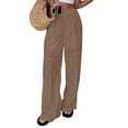 thumbnail image 2 of Womens Summer Solid Color Hollow Out Embroidery Casual Elastic Waist Long Pants Versatile Comfort Camel Color L, 2 of 8