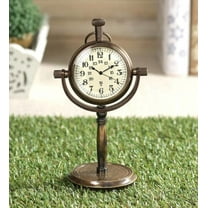 Vintage Brass Table Clock Nautical Antique Pole Stand Victoria Shelf Clock with Stand | Desk Clock | For Bedroom, Office, Study, Living Room