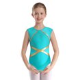 thumbnail image 4 of dPois Kids Girls Sleeveless Shiny Diamond Gymnastics Dance Leotard Yoga Sports Bodysuit Biketard Blue Green 8, 4 of 7