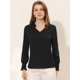 thumbnail image 2 of INSPIRE CHIC Blusa elegante de manga larga con cuello en V y volantes para mujer Negro L, 2 of 5