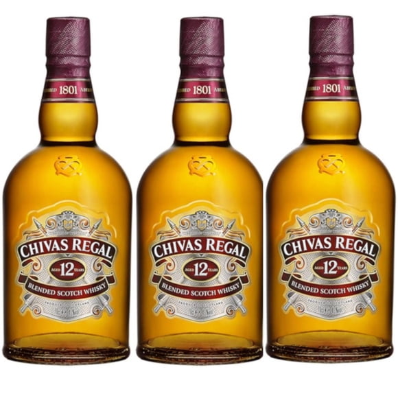 Paquete de 3 Whisky Chivas Regal Blend 12 Años 750 ml