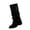 Black, variant on Willtoo Women Slouchy Knee High Boots Casual Round Toe Pull On Riding Biker Boots Fold Over Chunky Low Heel Platform Boot Double Buckle Soft Upper Shoes