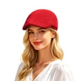 thumbnail image 3 of Men Women Summer Mesh Newsboy Cap, Hollow Breathable Ivy Flat Cap, Lightweight Sun Visor Hat for Casual Outdoor Streetwear(Red), 3 of 6