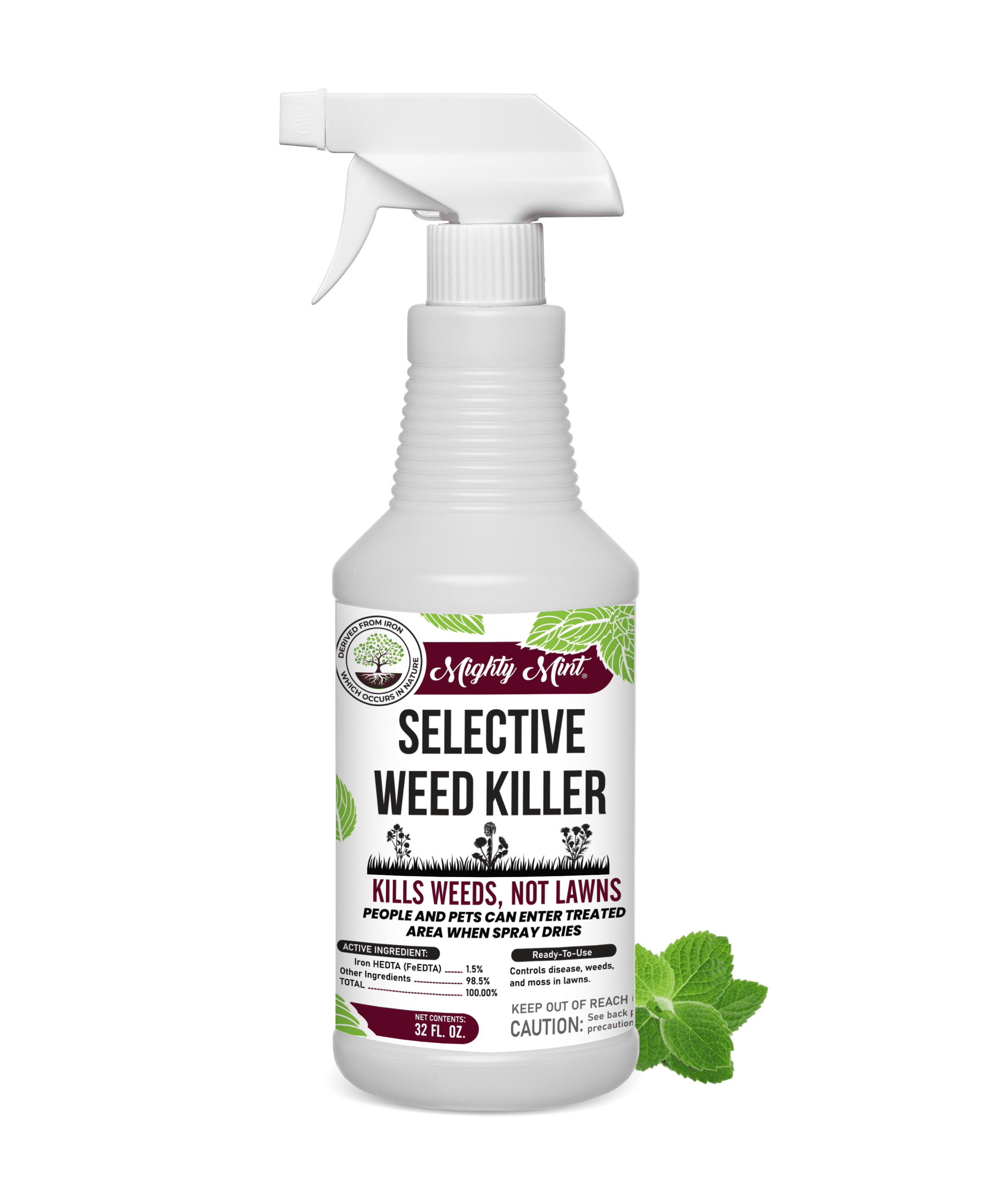 Mighty Mint Selective Weed Killer for Lawns Kills Weeds, Not Grass