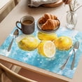 thumbnail image 3 of Lemon Yellow Placemats Set of 8 Blue Lake Wave Summer Tropical Watercolor Place Mats Indoor Wipeable Table Mats Washable Cloth Dining Table Placemats for Kitchen Holiday Party Home Decor 13x19 Inch, 3 of 9
