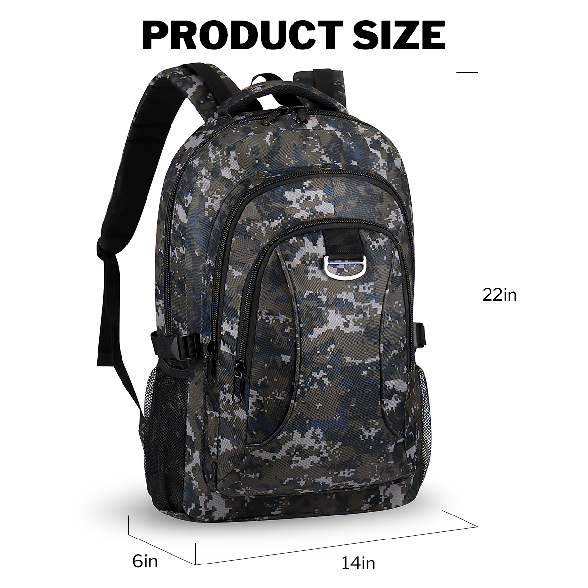 30L Travel Backpack for Men & Women,Water-Resistant Lightweight Camo Backpack Hiking Work School Daily Bag,8076 Grey