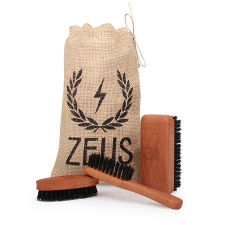 Zeus Beard Brush Kit for Men - 100% Natural Boar Bristle Brush Set for Softer and Fuller Beards and