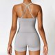 thumbnail image 4 of Conjunto de yoga de 2 piezas para mujer: camiseta sin mangas con espalda descubierta y pantalones cortos. Tejido transpirable, tirantes modernos, ideal para fitness/verano, varias tallas., 4 of 7