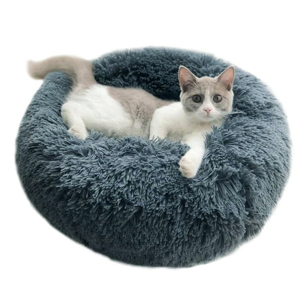 Fymall Luxury Faux Fur Pet Bed for Cats Small Dogs Cuddler Oval Plush