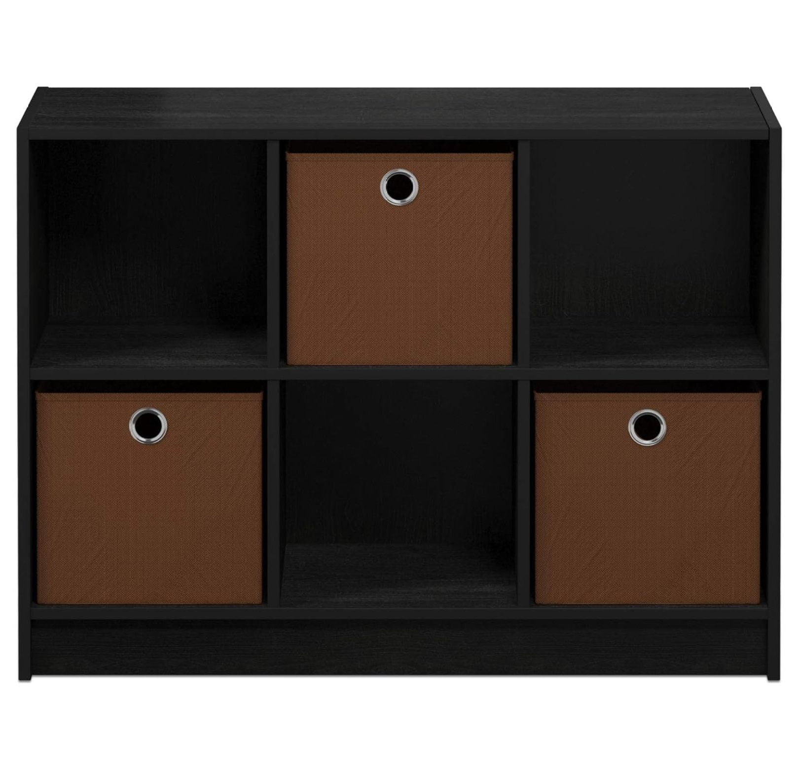 SONGMY BASIC Book Shelf, 6-Cube Bookshelf, 3 x 2 Bookcase with Storage Bins, 11.9" x 31.6" x 23.6", for Living Room, Bedroom, Home Office, Americano
