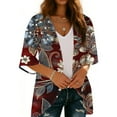 thumbnail image 4 of Xuyuer Cardigan for Women 3/4 Sleeve Lightweight Summer Kimono Cardigan Loose Beach Cover Up 2026 Summer Cardigan Casual V Neck Cute Tops Floral Kimono Summer Short Cover Ups, 4 of 7