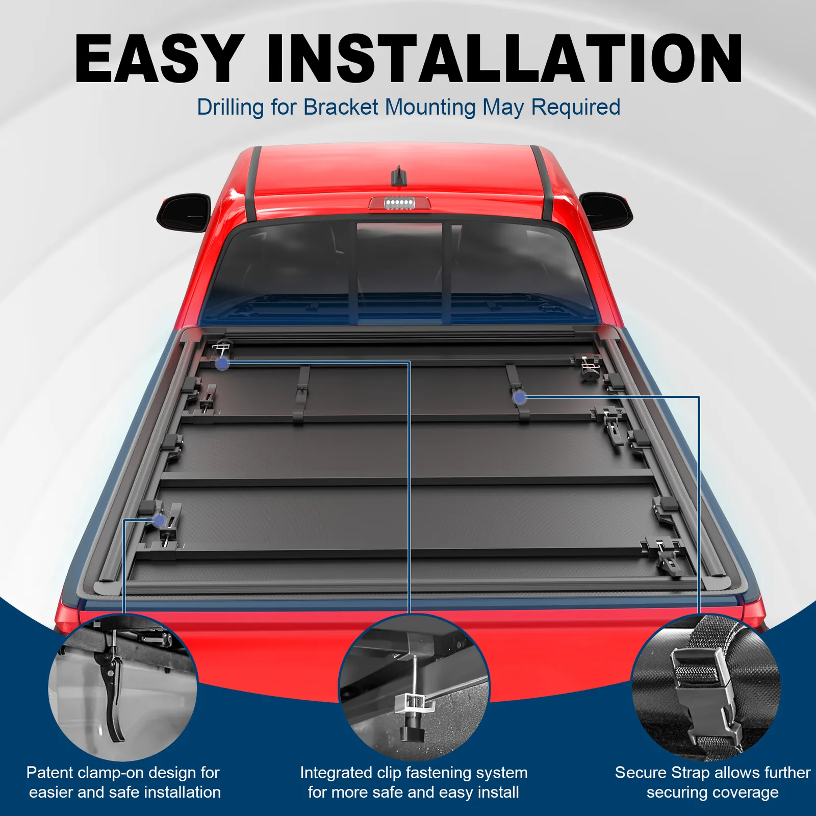 MOSTPLUS 5.5FT 4-Fold Tonneau Cover for 2015-2026 Toyota Tundra SR5 w/Lamp Truck Bed