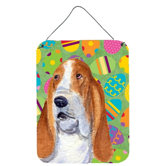 Basset Hound Easter Eggtravaganza Aluminium Metal Wall or Door Hanging Prints