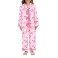thumbnail image 2 of Mommy and Me Matching Pajamas, Bow/Heart Print Tie Front Long Sleeve Tops and Long Pants Set Family Matching Sleepwear, 2 of 5