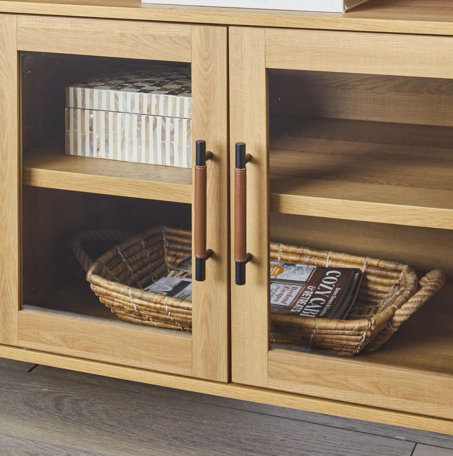 Better Homes & Gardens Refined TV Stand, Light Honey