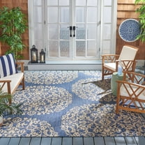 Safavieh Courtyard Lyall Geometric Indoor/Outdoor Area Rug, Blue/Ivory, 9' x 12'