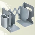 thumbnail image 4 of KAKOWELY bookends with pen holder Telescopic Book Shelf Simple Bookstand Creative Book Ends Durable Book Stand With Pen Container for Home Office Shop Store (Grey Bookeds and Grey Pen Container), 4 of 4