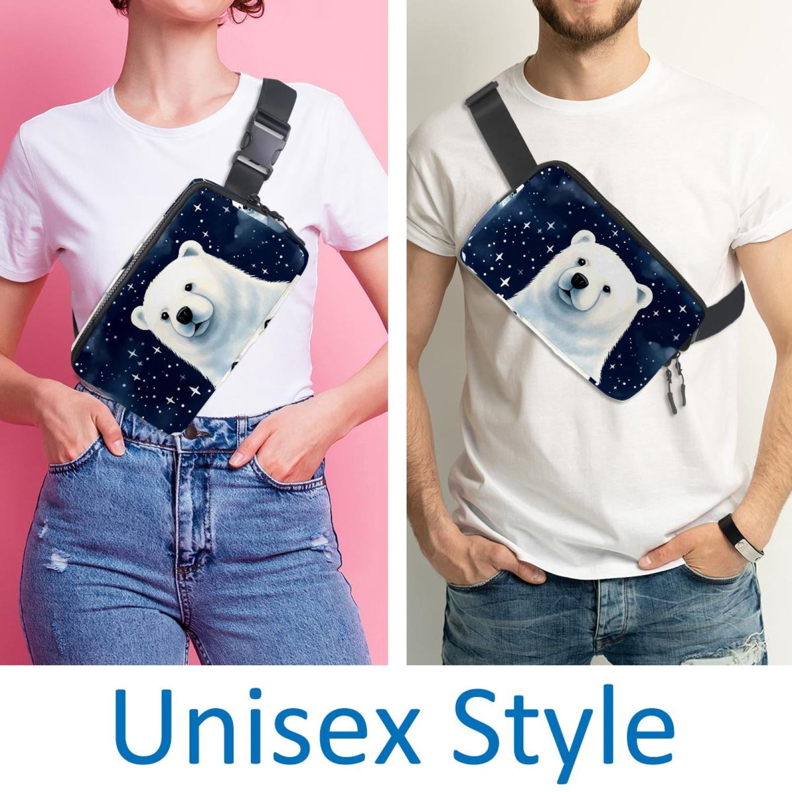 Starry sky polar bear Lightweight Adjustable Running Belt with Extension Strap for Unisex - Fanny Pack Waist Bag for Fitness and Exercise