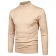 thumbnail image 3 of Suéter ajustado de cuello alto medio de color sólido para hombre, camisa informal coreana para hombre, 3 of 5