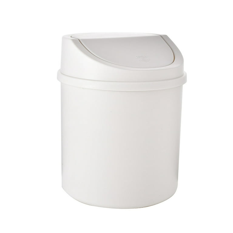 Walbest Desktop Mini Cute Trash Can with Swing Lid, Space Saving PP Plastic  Cylindrical Tiny Garbage Can, Size: 6.69 x 5.12