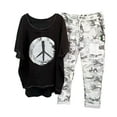 thumbnail image 2 of Edvintorg Lounge Sets for Women Women's Camouflage Print Crewneck Half Sleeve Pullover Shirt Tops + Pants Trousers Set Matching Set Black M, 2 of 6