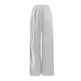 thumbnail image 5 of Glisme Trousers For Women Solid Color Elastic Waist With Pockets And Drawstring Summer Comfortable Women Wide Leg Pants Size L Mint Green, 5 of 5