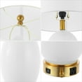 thumbnail image 5 of JONATHAN Y Reese 26.5" 1-Outlet Contemporary Style Iron/Glass LED Table Lamp with USB Charging Port, White/Brass Gold, JYL4053A, 5 of 6