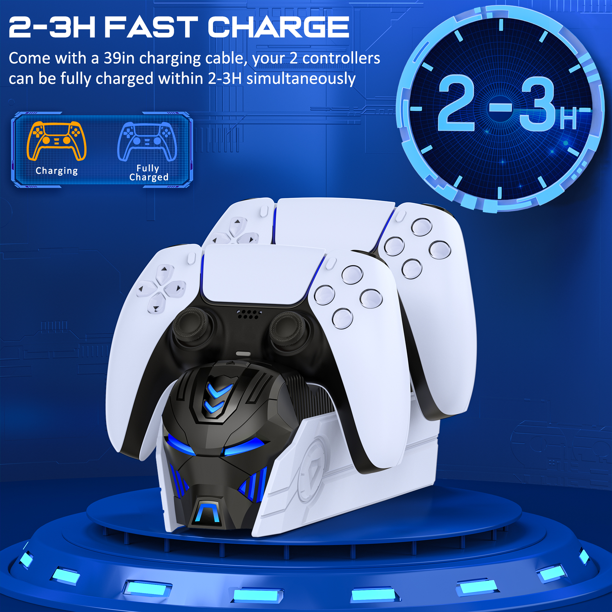Beboncool PS5 DualSense Controller Dual Charging Dock, Black photo 6