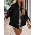thumbnail image 2 of Womens Corduroy Peplum Shirts Tops Cute Long Sleeve Button Down Blouses with Pockets, 2 of 5