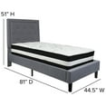 thumbnail image 4 of Flash Furniture Roxbury Twin Size Tufted Upholstered Platform Bed in Light Gray Fabric with Pocket Spring Mattress, 4 of 5